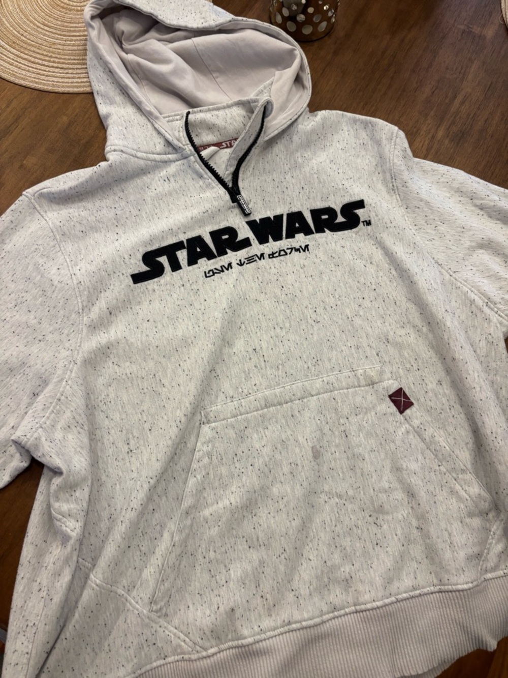 Star Wars White Speckled Hoodie with Black Logo